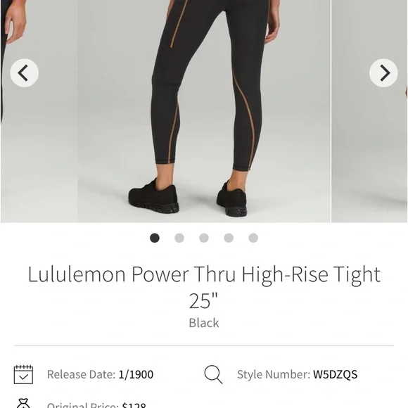 NWT Lululemon Power Thru Legging x Barry’s Tights in Black Orange colour seam​
